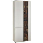 VITRINE  in massiv Kernbirke, Kerneiche Weiß, Eichefarben - Eichefarben/Anthrazit, Design, Glas/Holz (85/205/39cm) - Johann Jakob