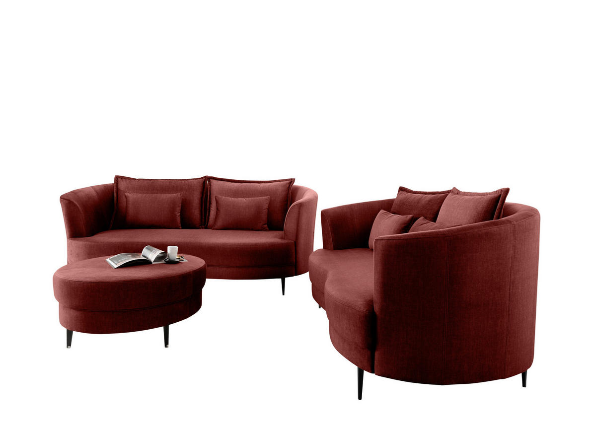 3-SITZER-SOFA in Velours Koralle  - Koralle/Schwarz, Modern, Textil/Metall (209/85/101cm) - Livetastic