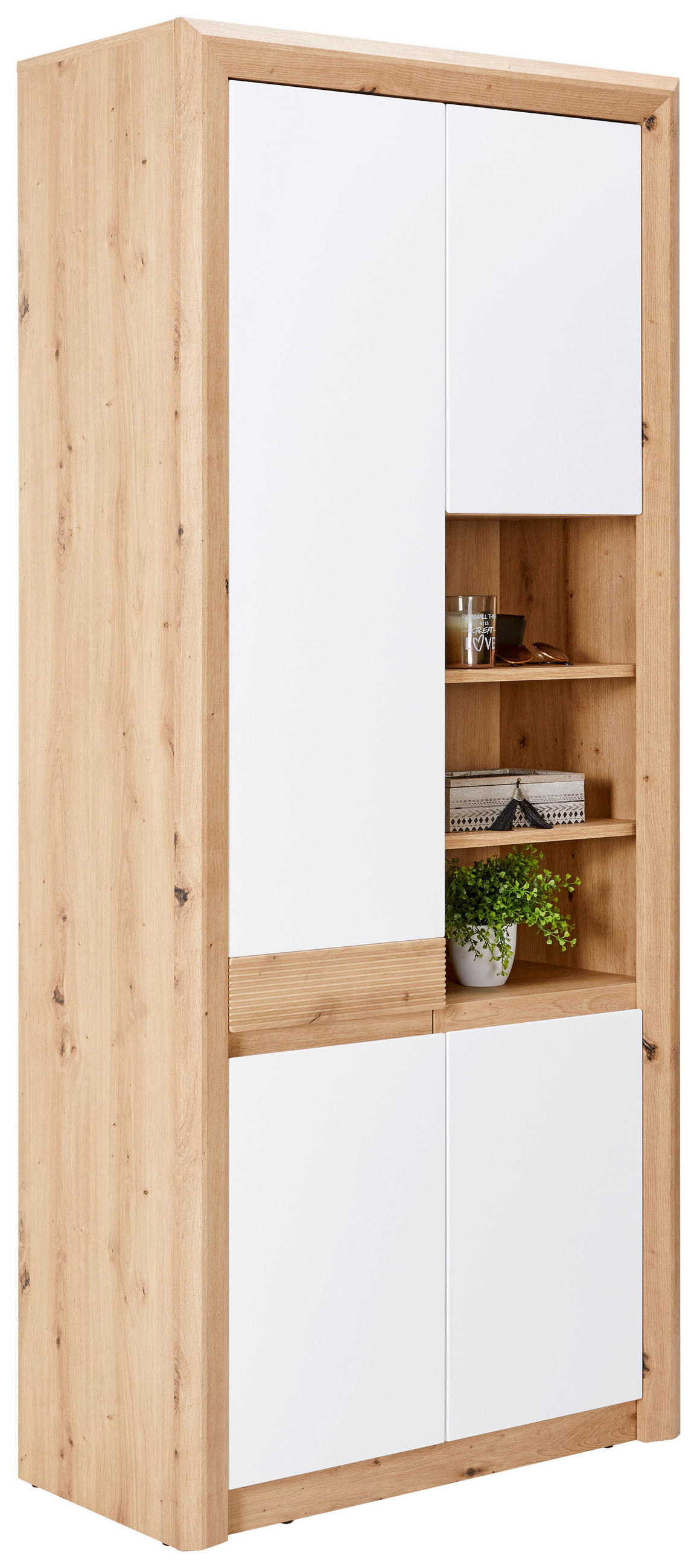 Schuhschrank Kashmir New Weiß/ Eiche Dekor 3-Türig B: 84 cm