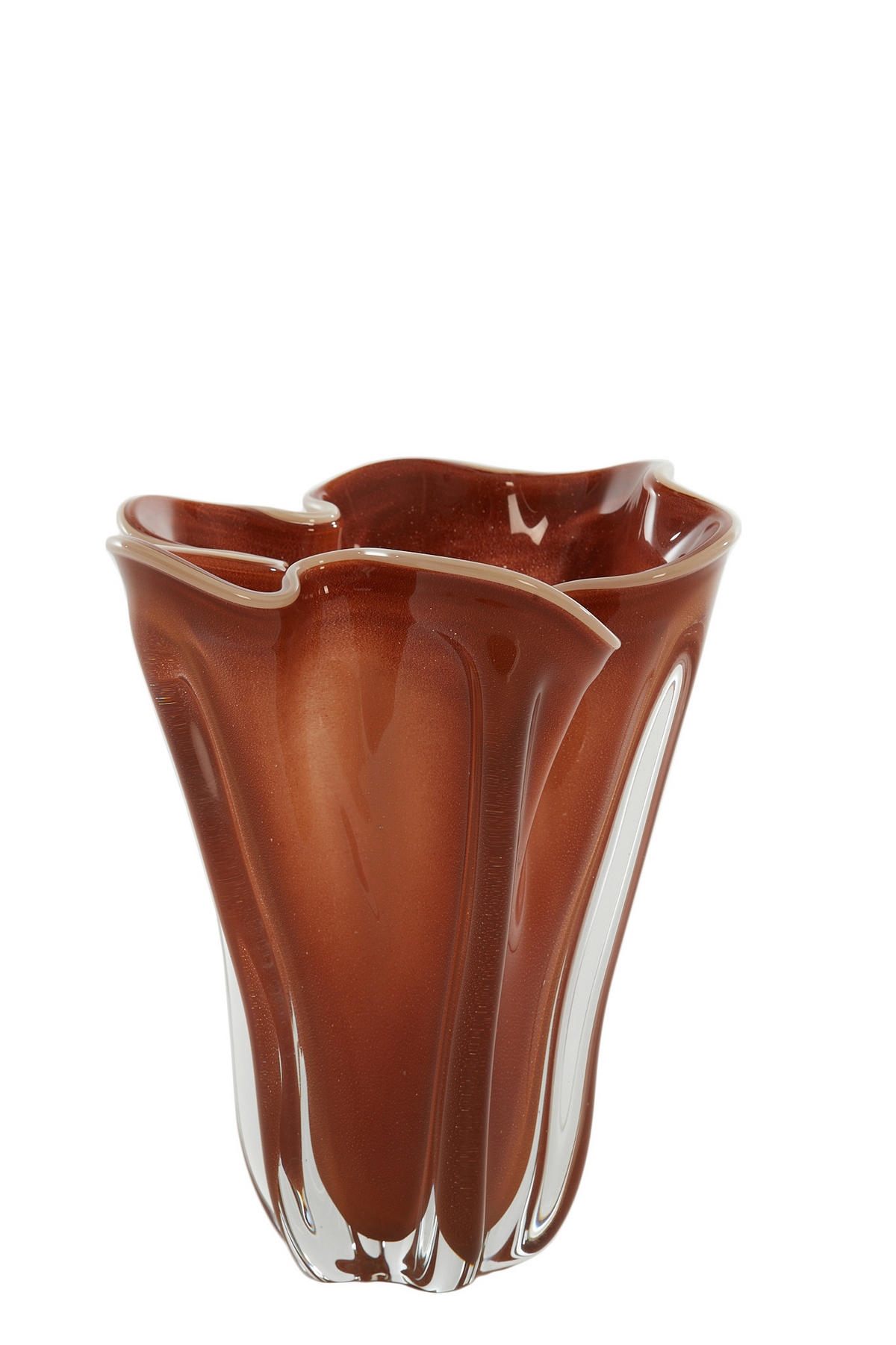 VASE KAZUNO  - Terracotta/Creme, Basics, Glas (22/22/27cm) - Light & Living
