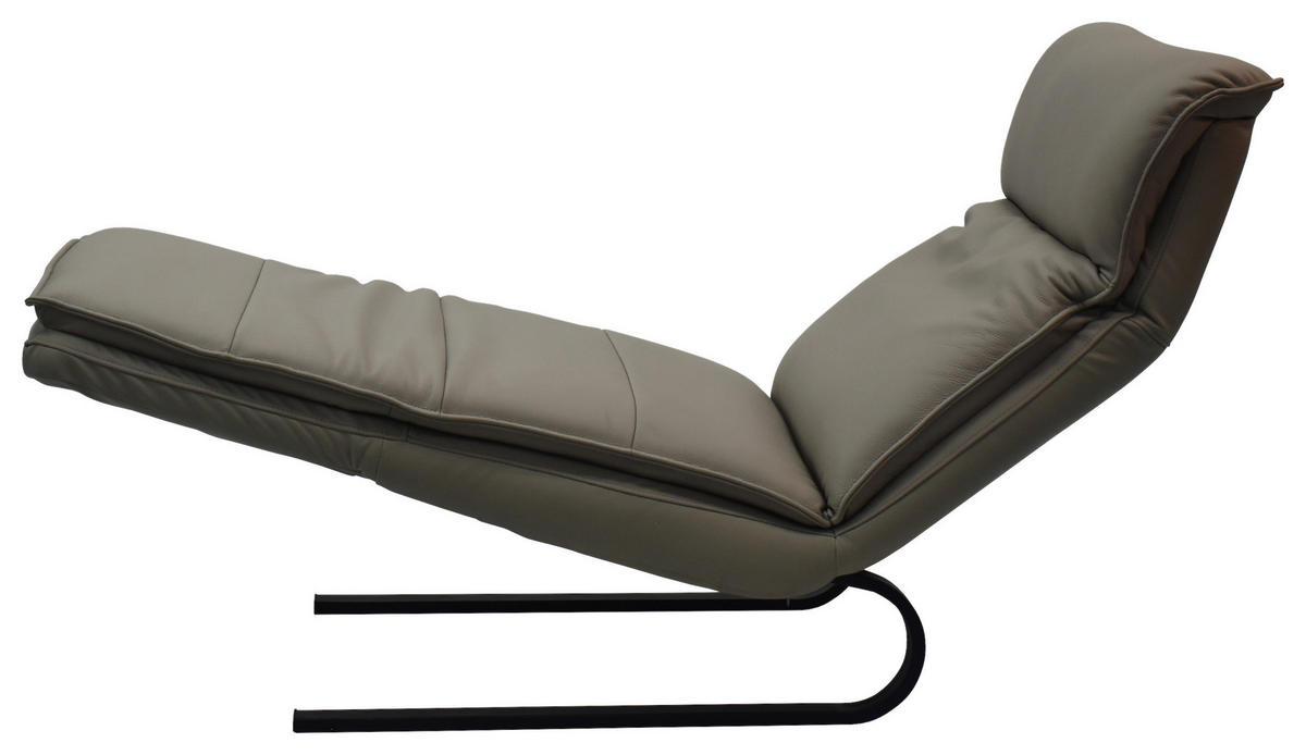 RELAXLIEGE Lederlook Kombination Echtleder/Lederlook Grau  - Schwarz/Grau, Design, Leder/Holz (69/108-86/130-174cm) - Lomoco