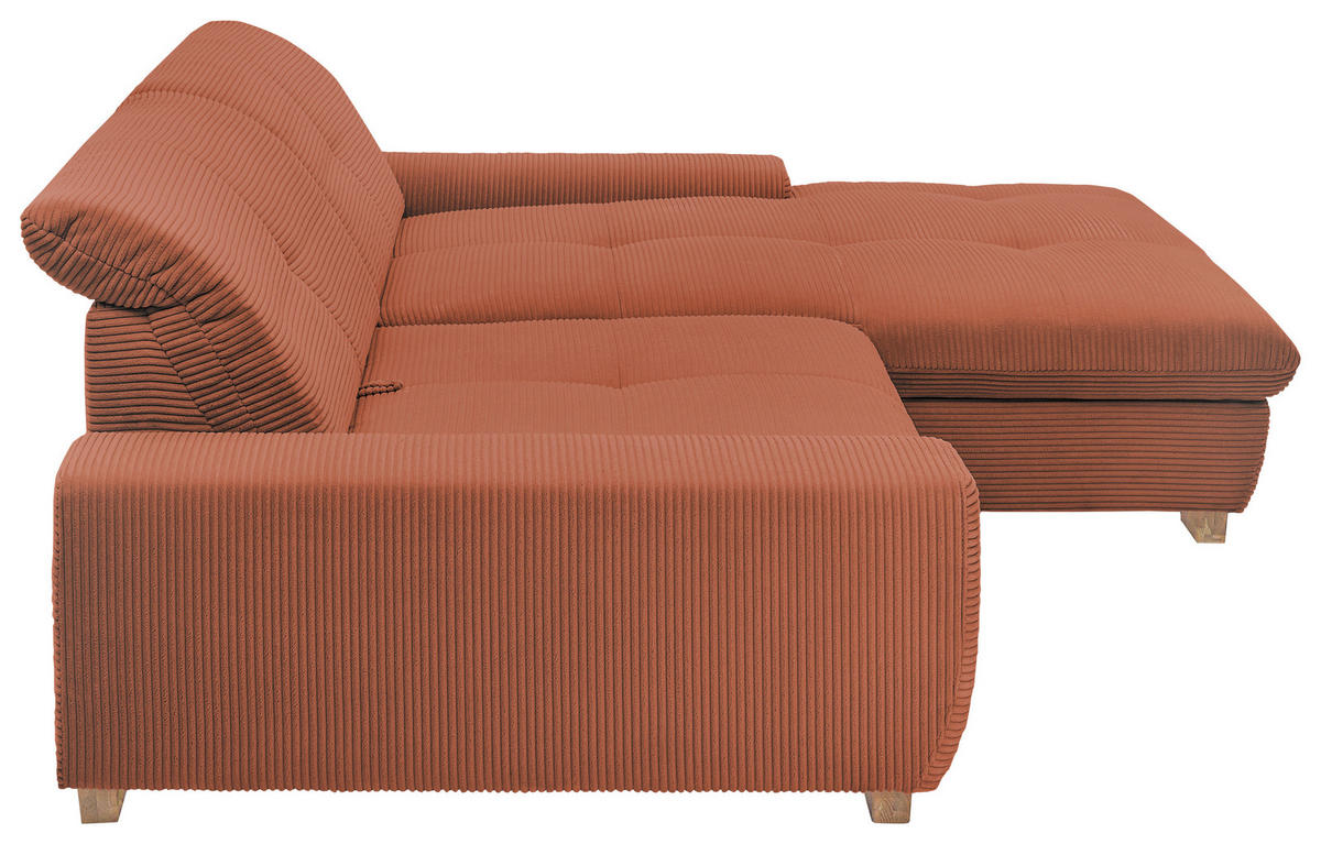 ECKSOFA Orange Cord  - Eichefarben/Orange, Design, Holz/Textil (276/198cm) - SetOne by Musterring