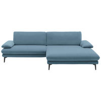 ECKSOFA in Webstoff Blau  - Blau/Schwarz, Design, Textil/Metall (284/184cm) - Dieter Knoll