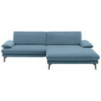 ECKSOFA Blau Webstoff  - Blau/Schwarz, Design, Textil/Metall (284/184cm) - Dieter Knoll