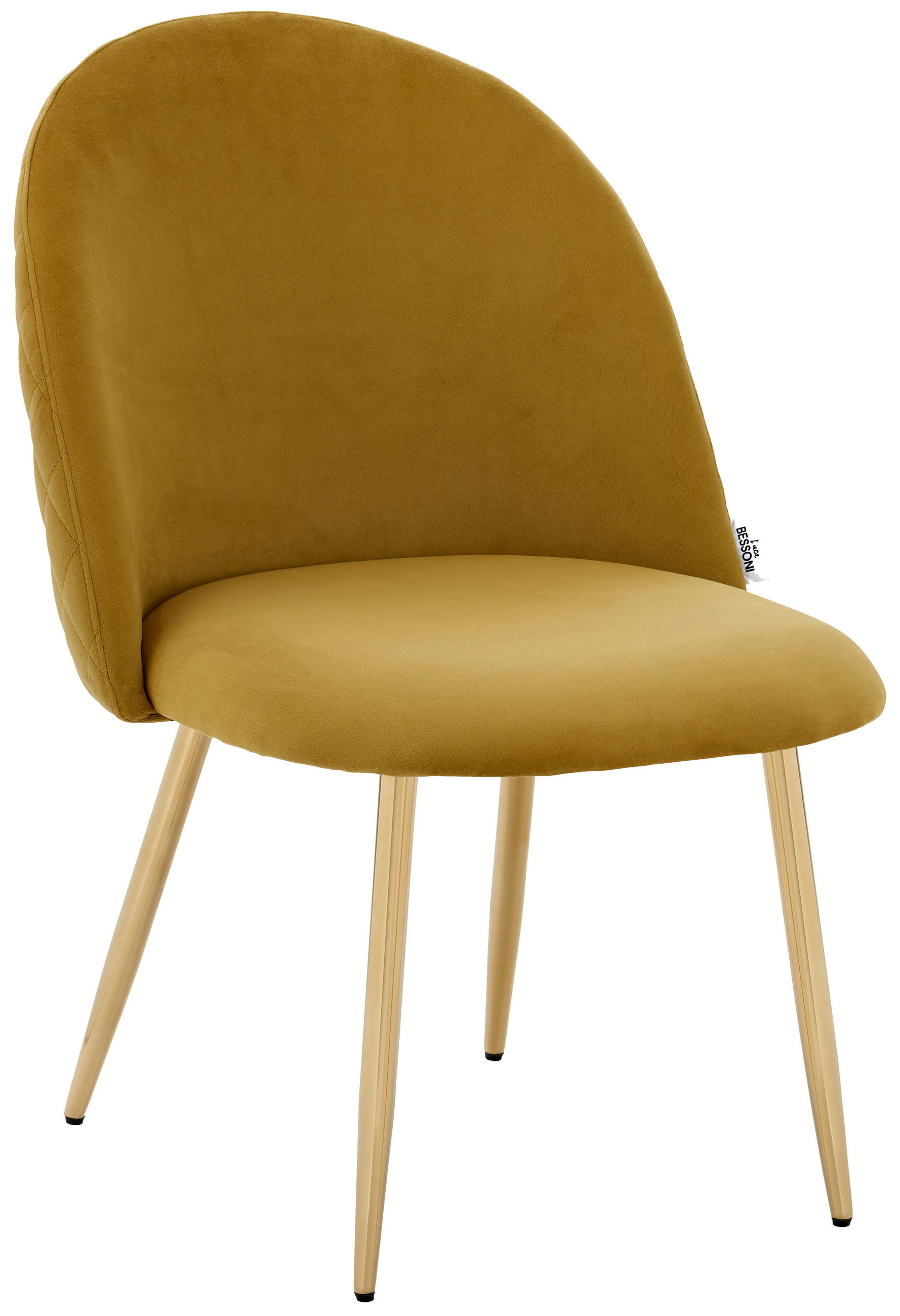 Polsterstuhl Artdeco Dunkelgelb, Beine Gold