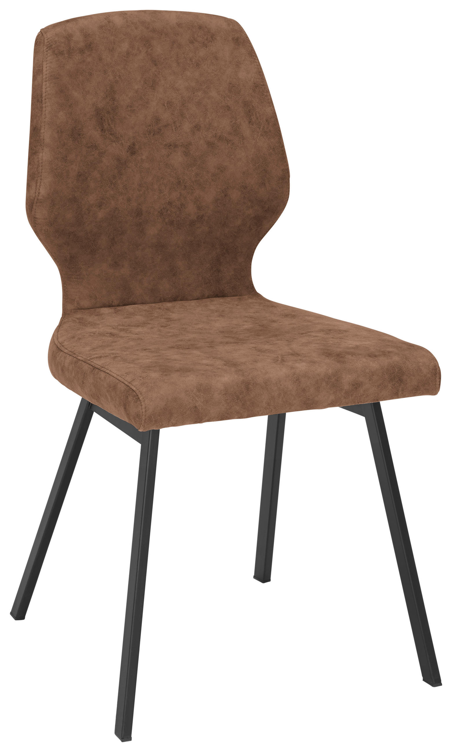 STUHL  in Eisen Mikrofaser  - Cognac/Schwarz, Modern, Textil/Metall (46/91/61cm) - Venda