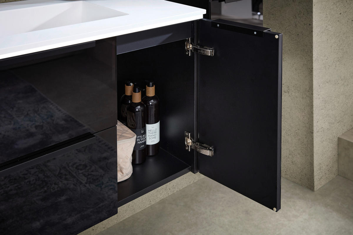WASCHTISCHKOMBI 132 cm  - Schwarz/Weiß, Design, Glas/Holzwerkstoff (132cm) - Leonardo Living