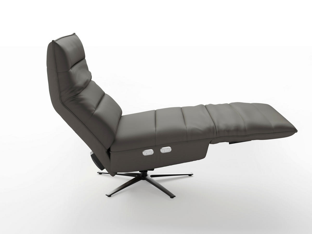 RELAXSESSEL in Leder Anthrazit  - Anthrazit/Schwarz, Basics, Leder/Metall (80/109/98cm) - Sit & More