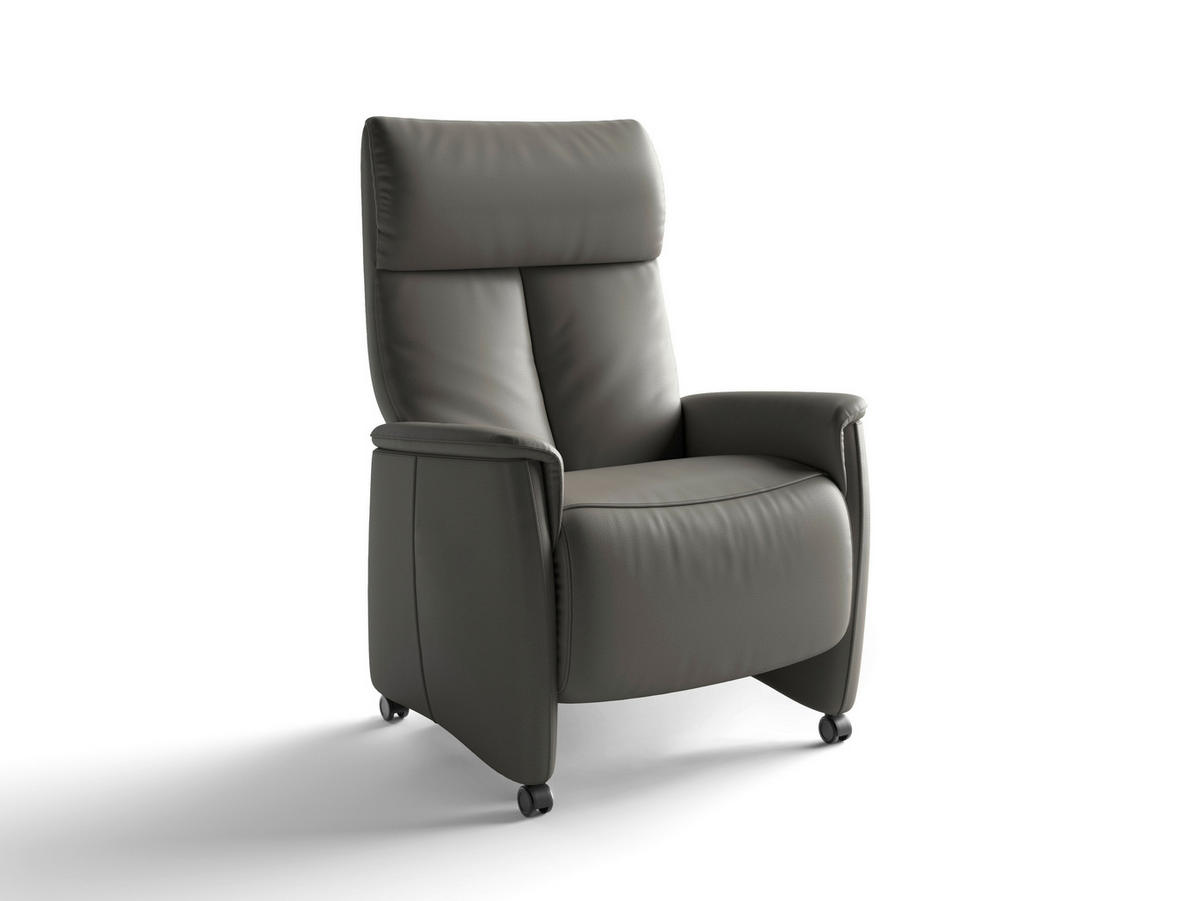 RELAXAČNÉ KRESLO, koža, antracitová - čierna/antracitová, Basics, koža/plast (76/112/84cm) - Sit & More
