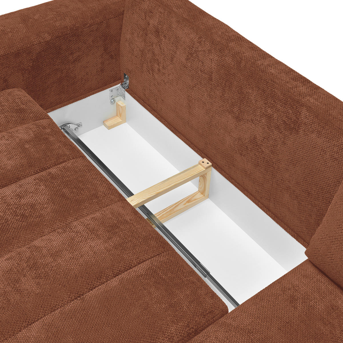 ECKSOFA Flachgewebe Terracotta  - Schwarz Hochglanz/Terracotta, Modern, Textil/Metall (273/93/166cm) - MID.YOU