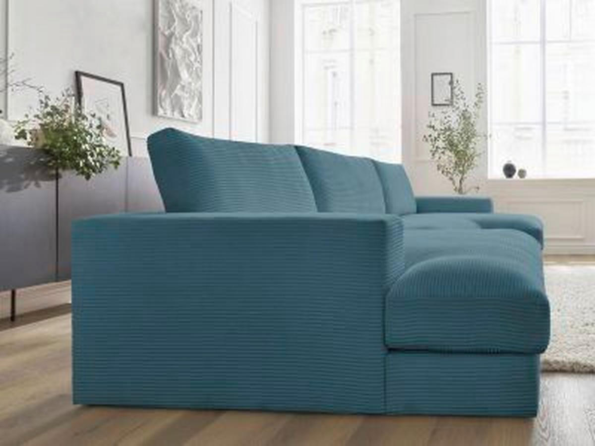 WOHNLANDSCHAFT LEONARD Hellblau Cord  - Schwarz/Hellblau, MODERN, Kunststoff/Textil (159/404/159cm)
