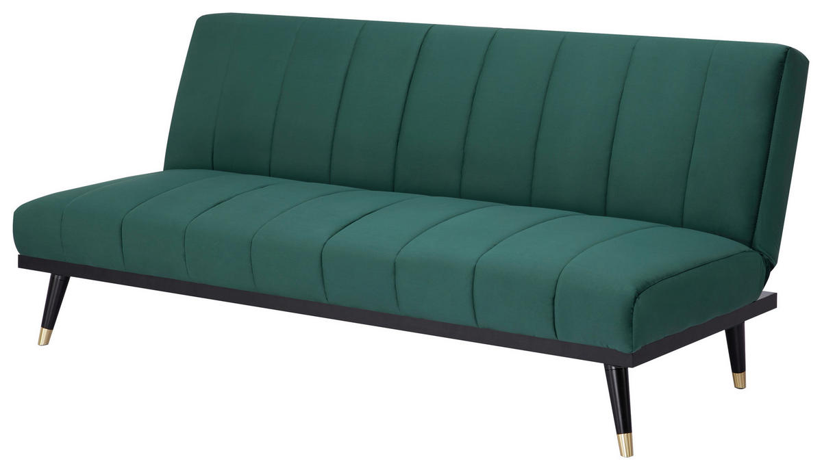SCHLAFSOFA  in Velours Grün  - Schwarz/Grün, MODERN, Holz/Textil (181/82/83cm) - MID.YOU
