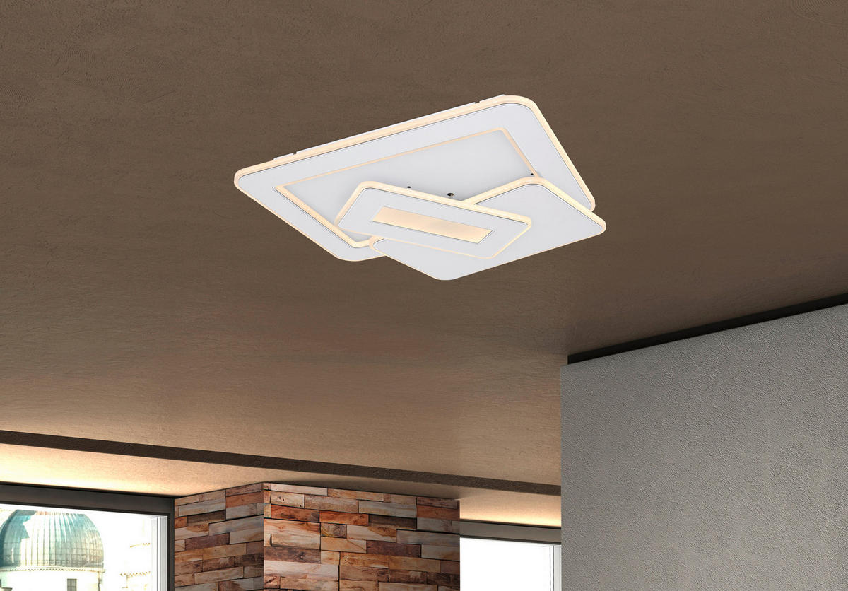 LED-DECKENLEUCHTE KIQUE  Smart 49/48,5/6,8 cm   - Weiß, Design, Kunststoff/Metall (49/48,5/6,8cm) - Globo