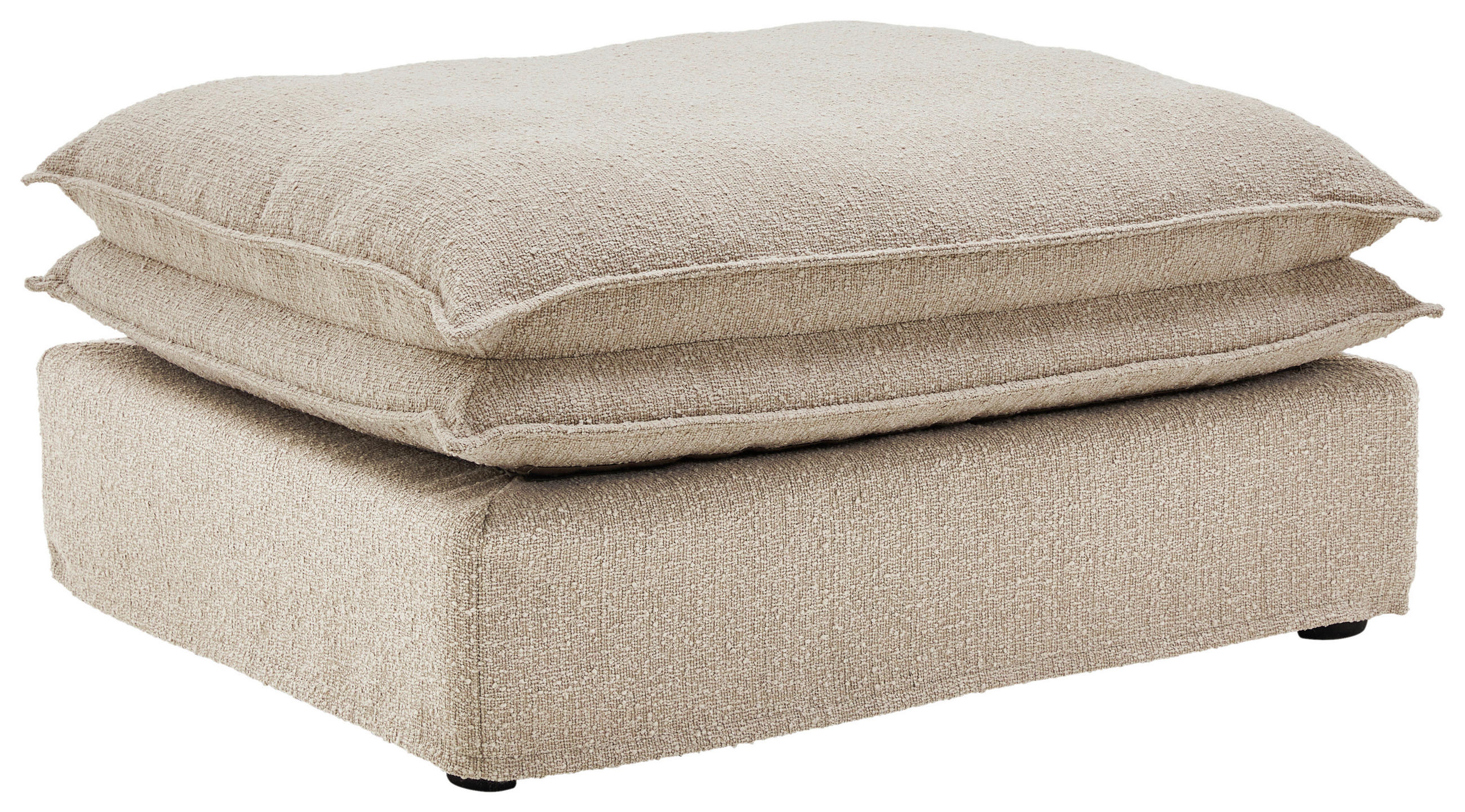 HOCKER Bouclé Beige  - Beige/Schwarz, Trend, Kunststoff/Textil (90/46/105cm) - Livetastic