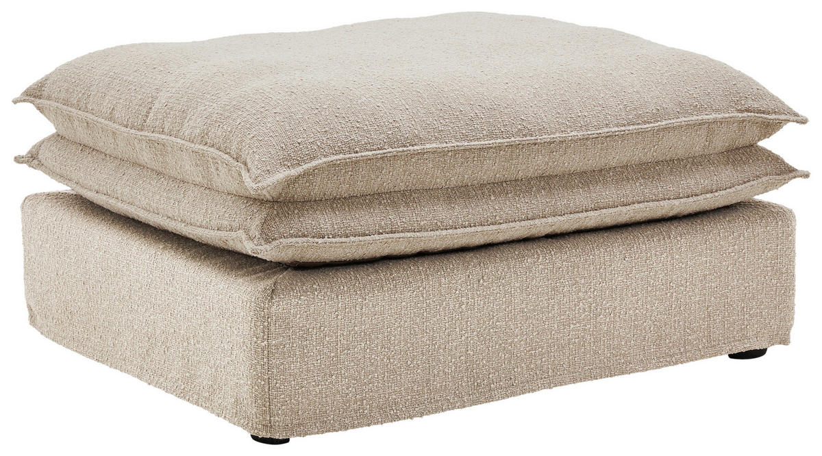 HOCKER Bouclé Beige  - Beige/Schwarz, Trend, Kunststoff/Textil (90/46/105cm) - Livetastic