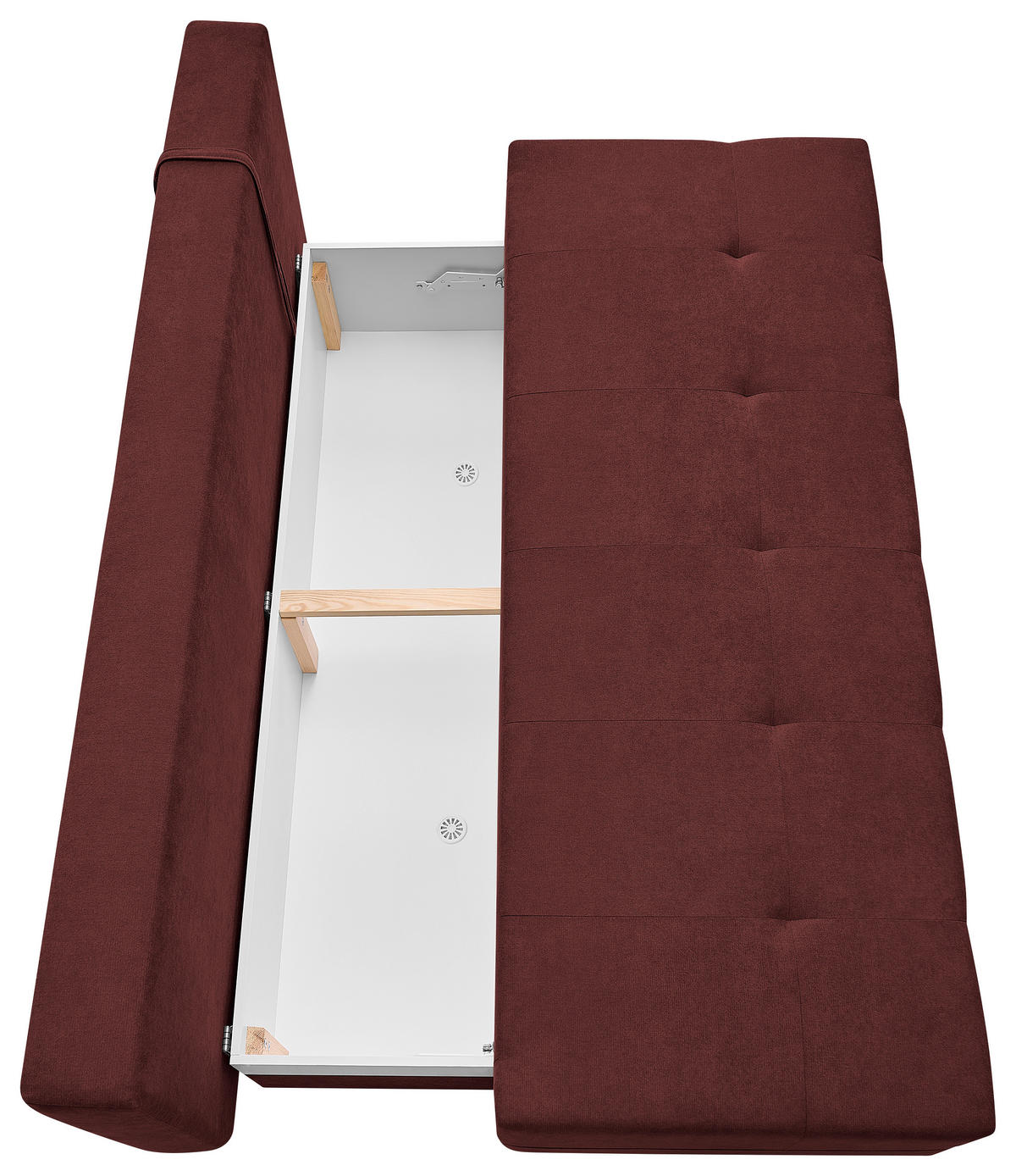 SCHLAFSOFA LUMOS Samt Bordeaux  inkl. Rückenkissen, Armlehnenkissen, Schlaffunktion, Rücken echt, Stauraum  - Bordeaux/Naturfarben, Design, Textil (206/96/96cm) - P & B