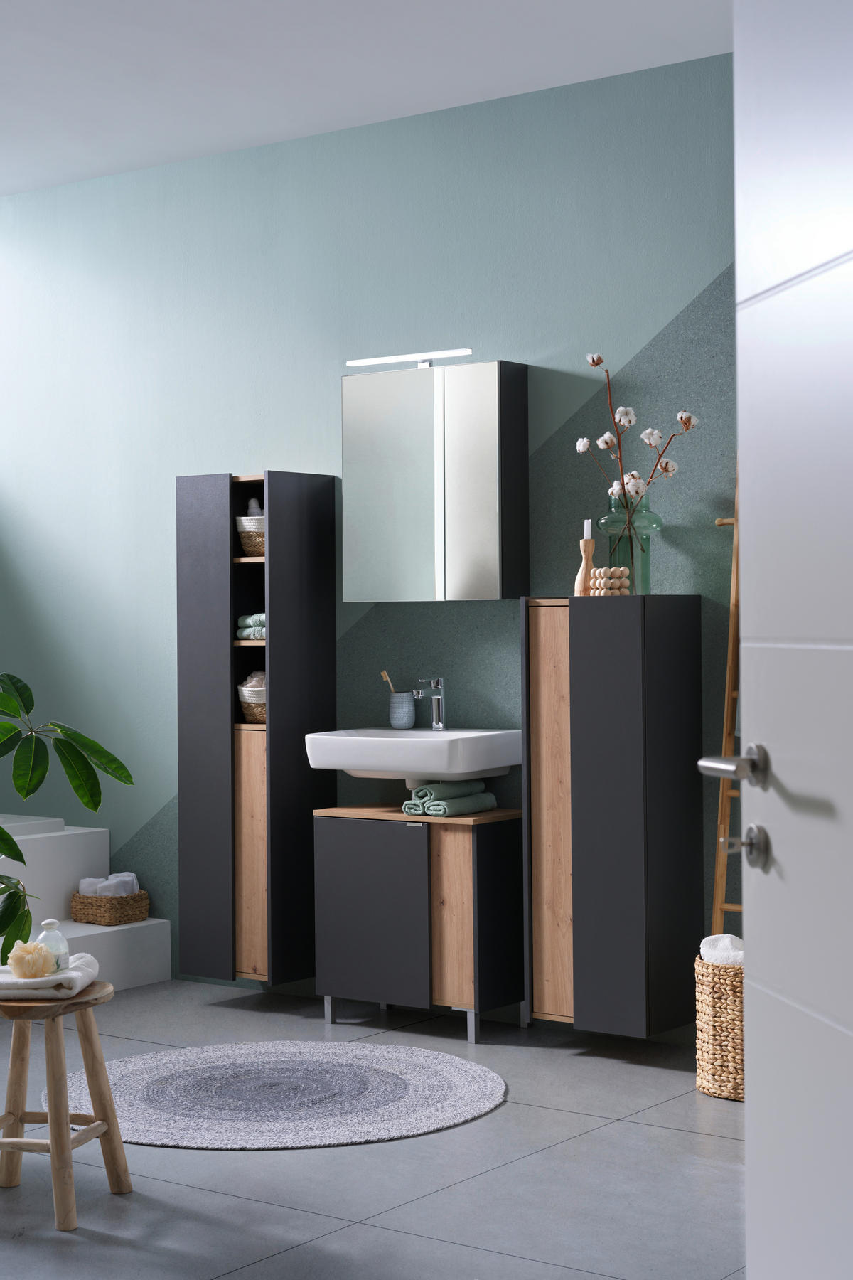 ARMOIRE HAUTE 40,2/160/31,7 cm  - Anthrazit/Eiche Artisan, Basics, Holzwerkstoff (40,2/160/31,7cm) - home24