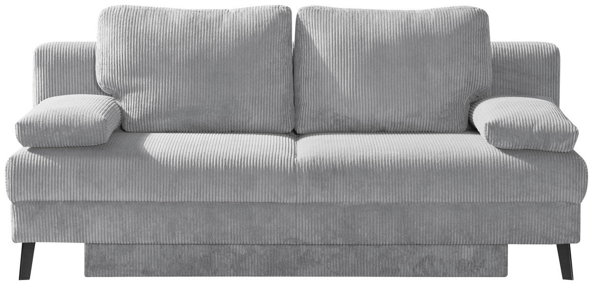 SCHLAFSOFA Cord Hellgrau  - Hellgrau/Schwarz, MODERN, Textil/Metall (194/91/90cm) - Livetastic