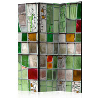 PARAVENT mit 3  Flügel - Smaragdgrün/Beige, Basics, Holz/Textil (135/172/3cm) - artgeist