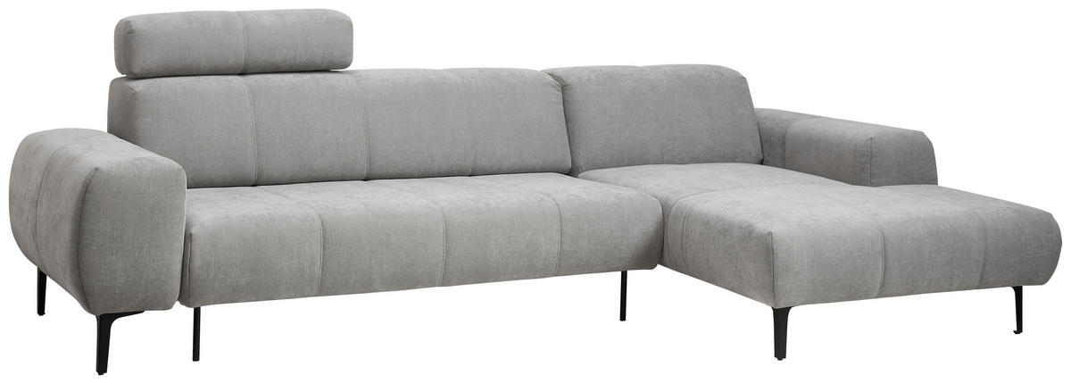 ECKSOFA in Chenille Grau  - Schwarz/Grau, Design, Textil/Metall (167/311cm) - Xora