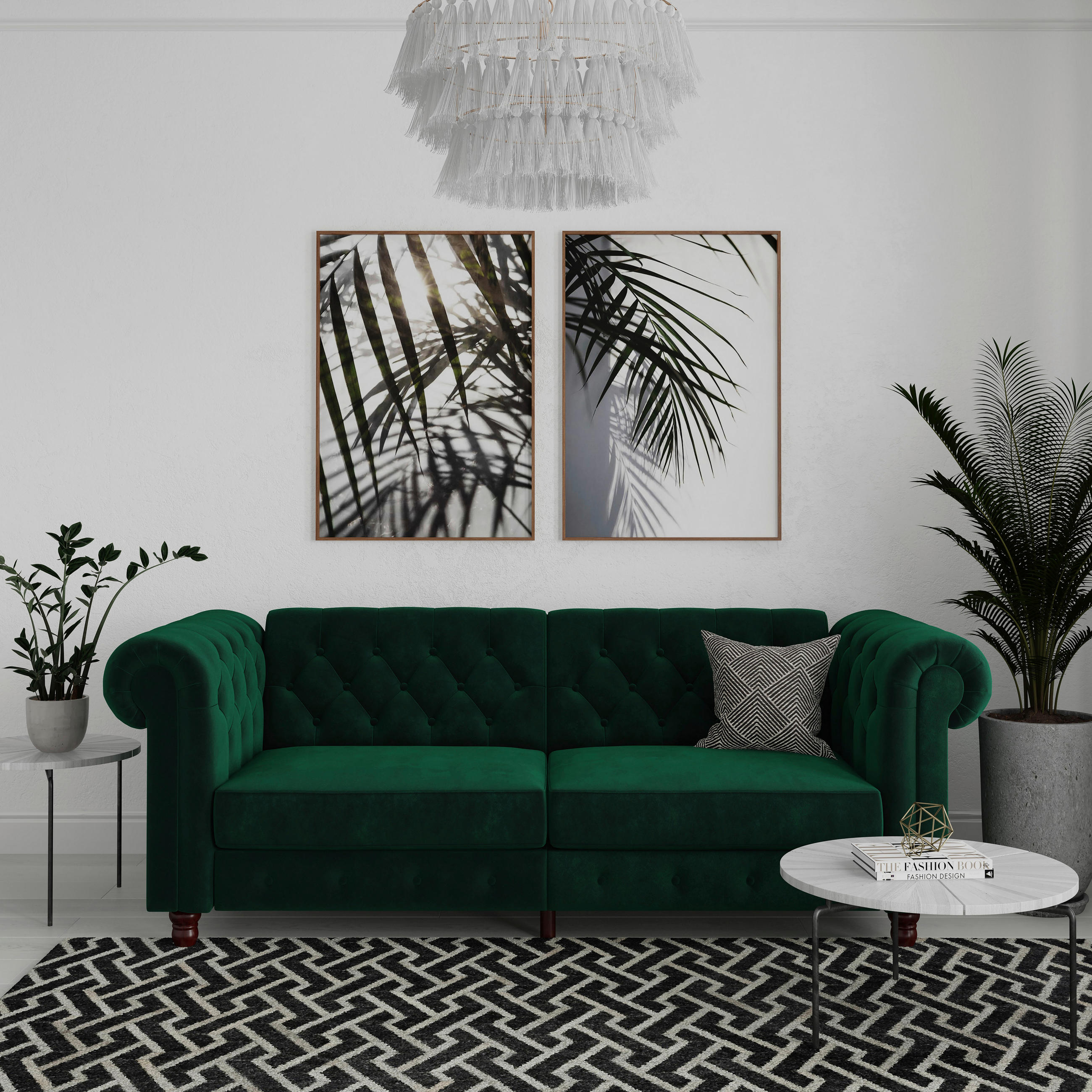 SCHLAFSOFA FIRENZE in Velours Dunkelgrün Vintage, Skandinavisch, Modern  - Dunkelgrün/Schwarz, Basics, Holz/Textil (236/83/87cm) - Livetastic