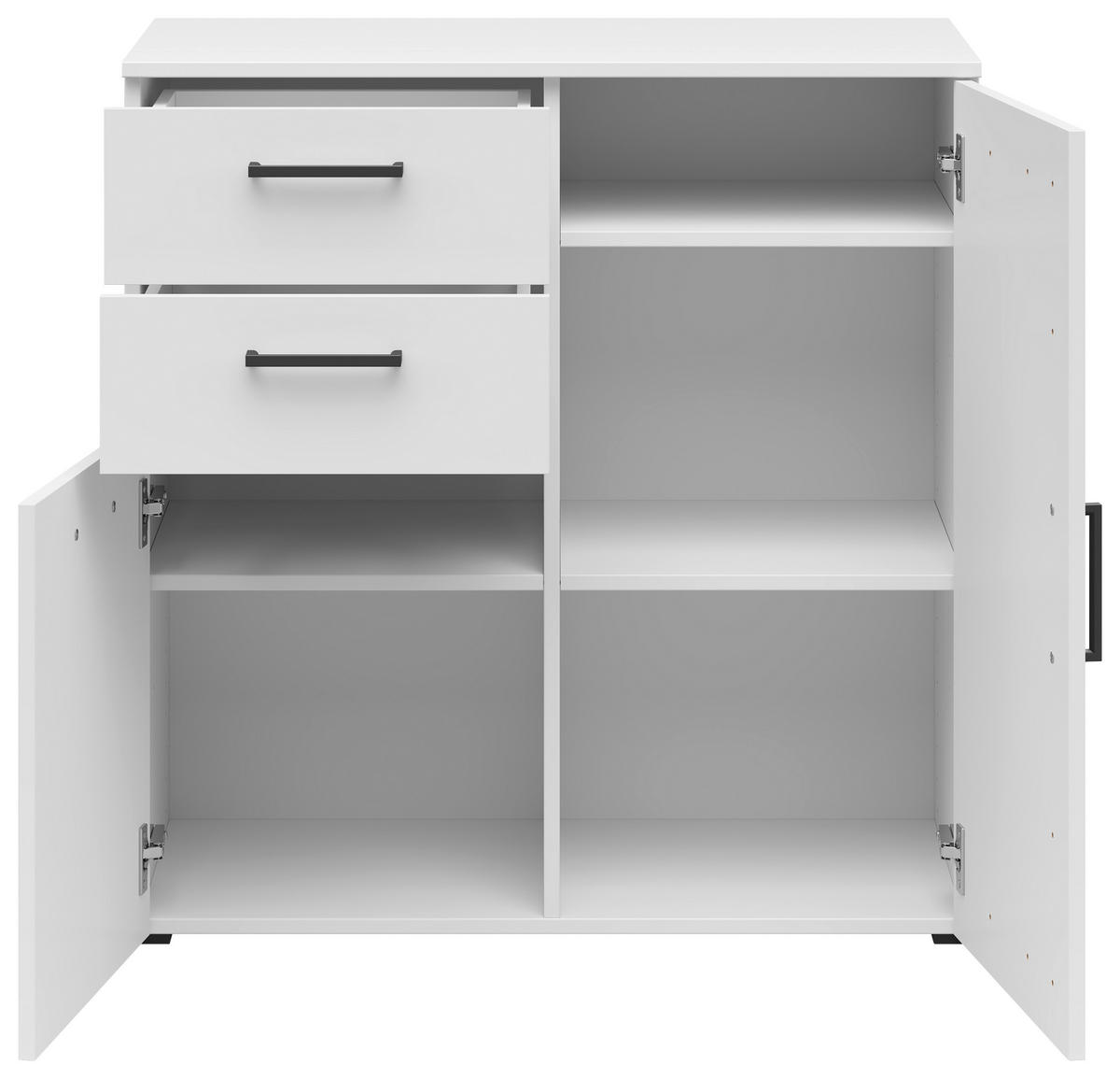 KOMODA   80/83/40 cm   bijela  - bijela/crna, Moderno, drvni materijal/plastika (80/83/40cm) - Carryhome