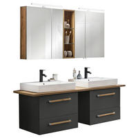 BADEZIMMER  in 165,2 cm  - Eichefarben/Anthrazit, KONVENTIONELL, Glas/Keramik (165,2cm) - Stylife