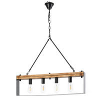 HÄNGELEUCHTE 80/8/100 cm   - Schwarz/Braun, Natur, Holz/Metall (80/8/100cm)