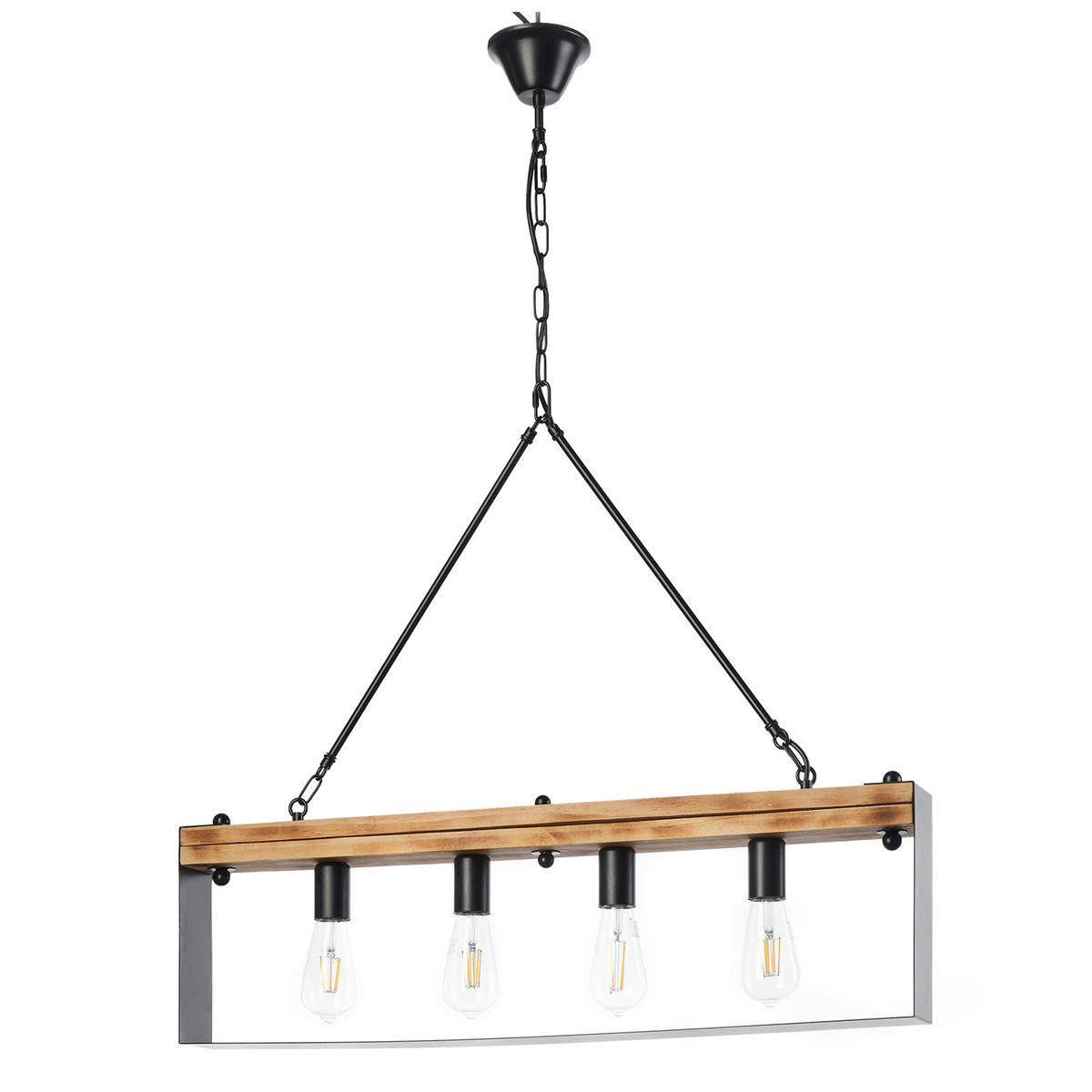 HÄNGELEUCHTE 80/8/100 cm   - Schwarz/Braun, Natur, Holz/Metall (80/8/100cm)