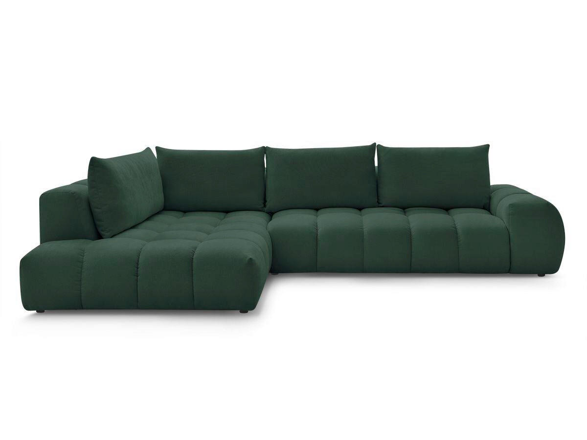 ECKSOFA Ottomane links  EVEREST Grün Struktur  - Schwarz/Grün, MODERN, Kunststoff/Textil (210/352cm) - Livetastic