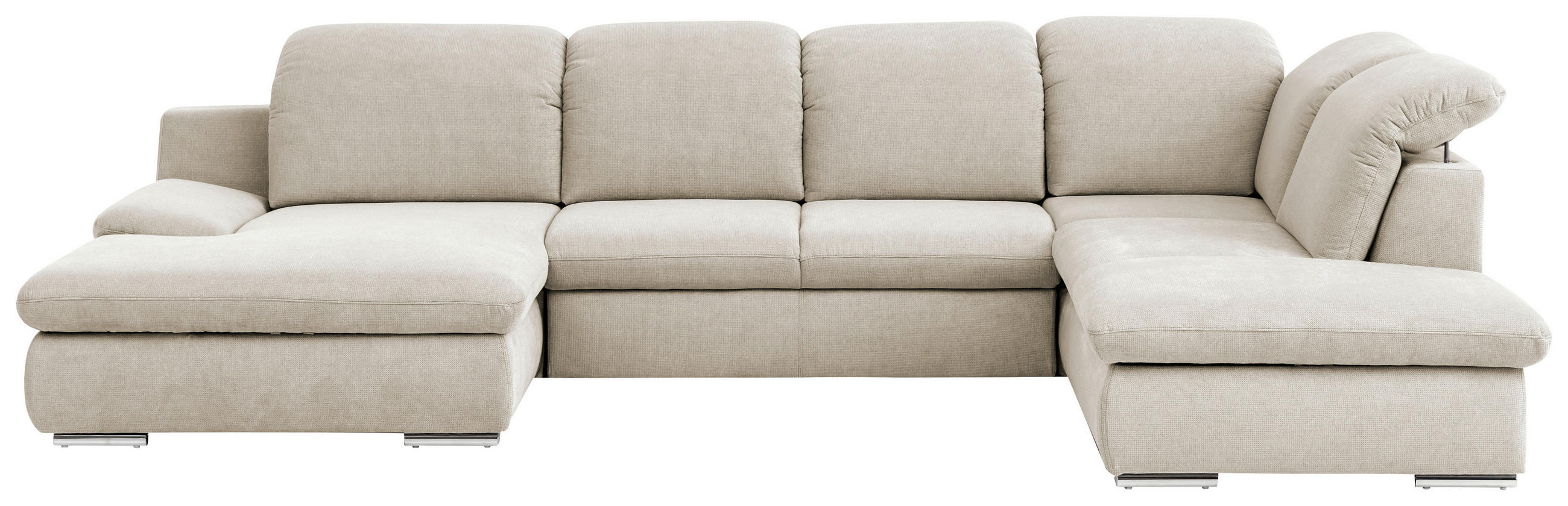 WOHNLANDSCHAFT Creme Chenille  - Chromfarben/Creme, Design, Textil/Metall (165/353/212cm) - Livetastic