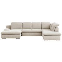 WOHNLANDSCHAFT Creme Chenille  - Chromfarben/Creme, Design, Textil/Metall (165/353/212cm) - Livetastic