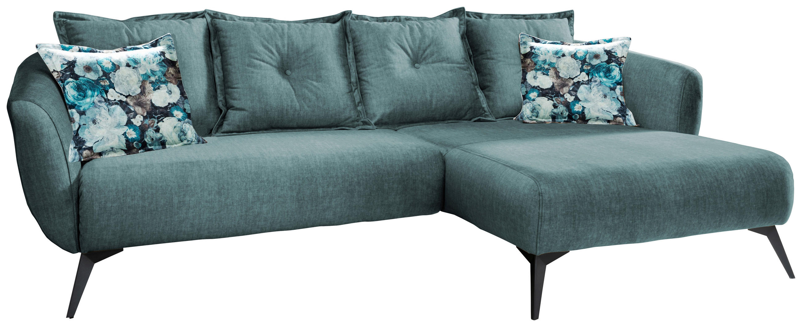 ECKSOFA Blau, Multicolor Velours  - Blau/Multicolor, MODERN, Holz/Textil (277/162cm) - Livetastic