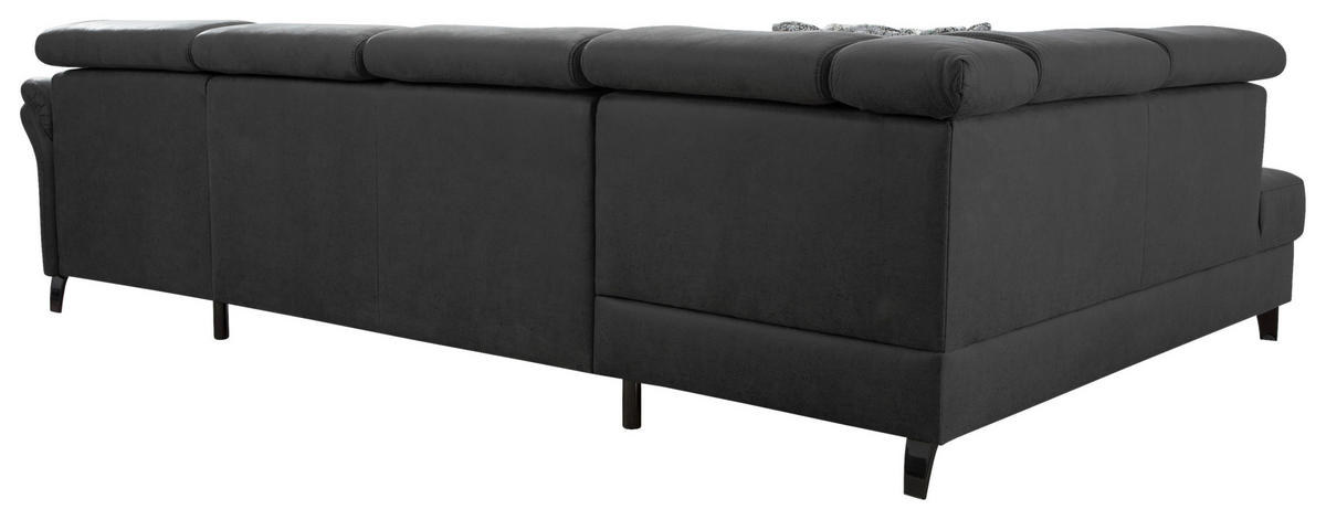 SALON PANORAMIQUE in Mikrofaser Grau, Schwarz  - Schwarz/Grau, Konventionell, Textil/Metall (193/317/165cm) - Sit & More