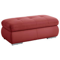 HOCKER in Leder Rot  - Edelstahlfarben/Rot, Design, Leder/Metall (129/49/64cm) - Beldomo Speed