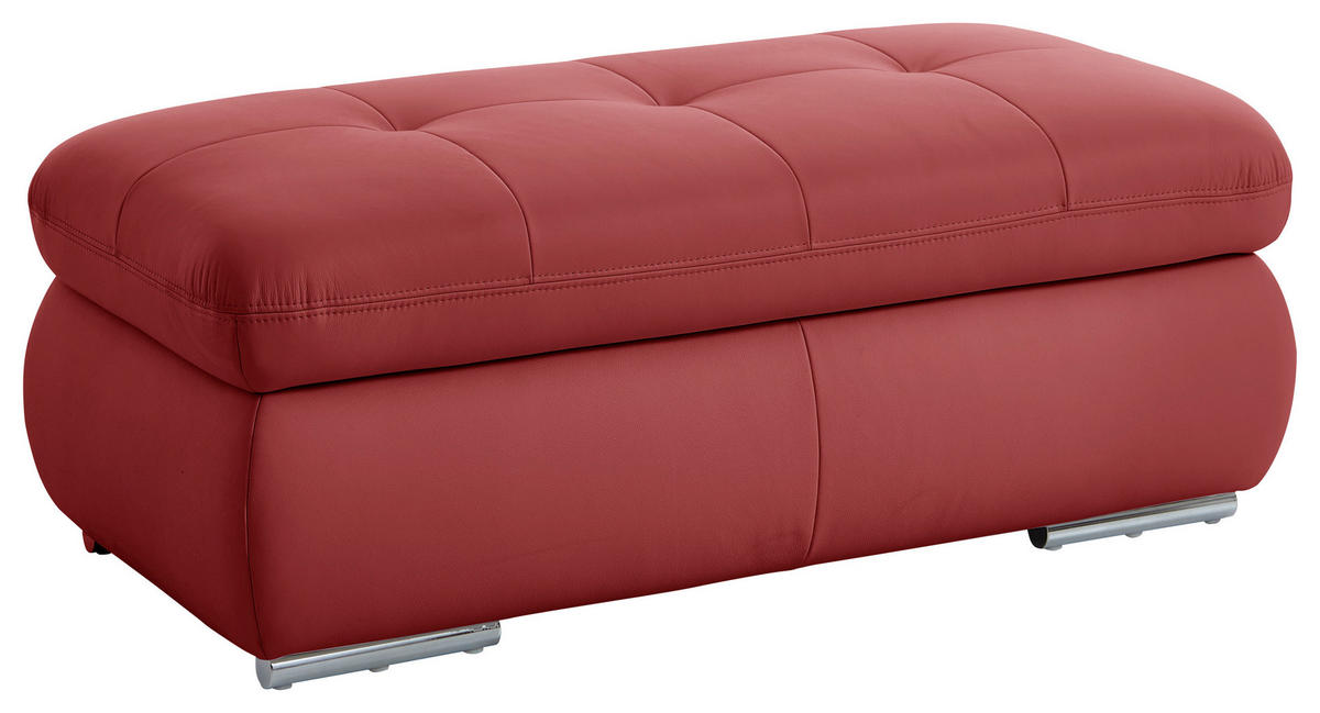 HOCKER in Leder Rot  - Edelstahlfarben/Rot, Design, Leder/Metall (129/49/64cm) - Beldomo Speed