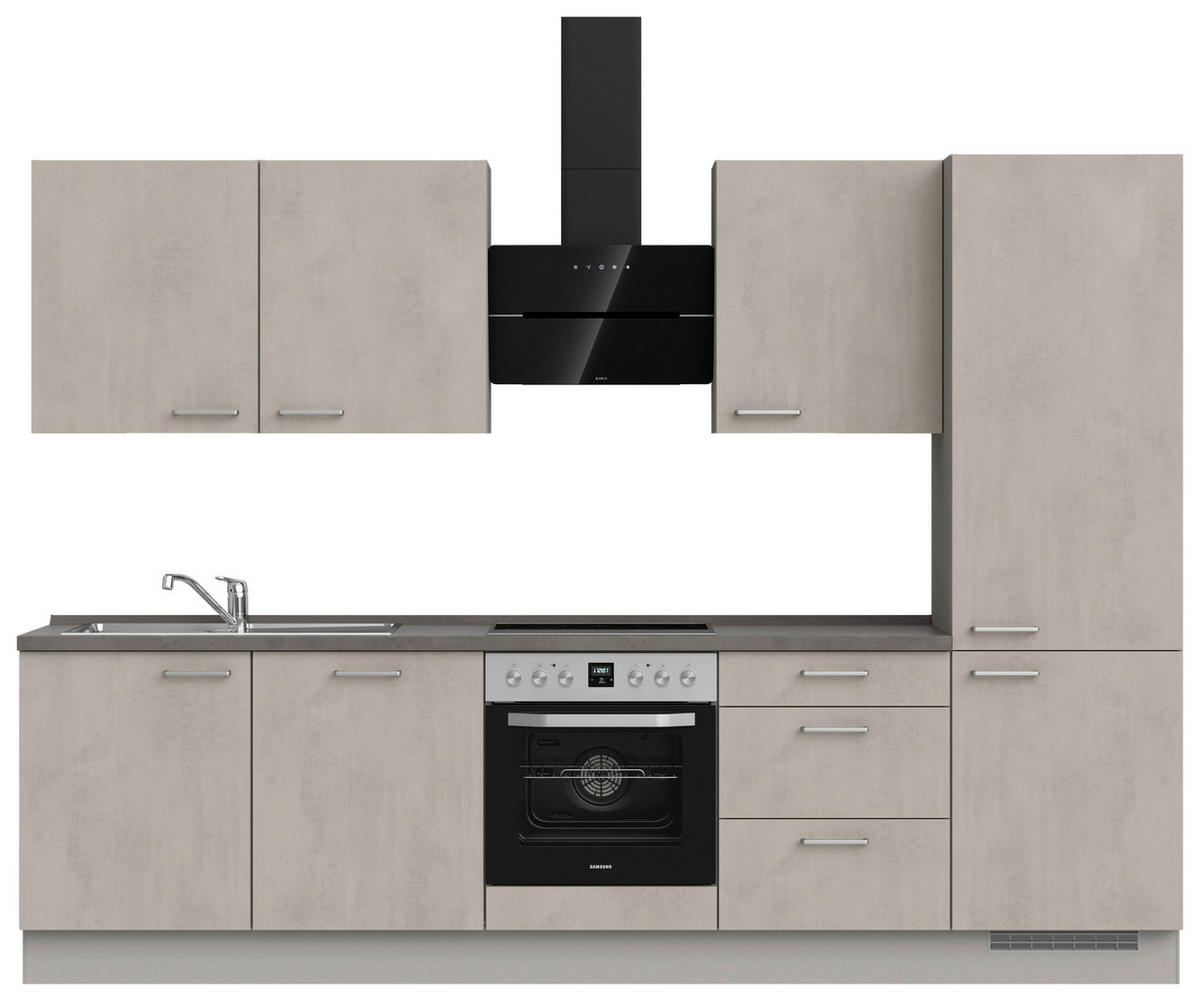 KÜCHENLEERBLOCK 300 cm   in Grau, Schieferfarben, Hellgrau  - Schieferfarben/Edelstahlfarben, MODERN, Holzwerkstoff/Metall (300cm) - Nobilia