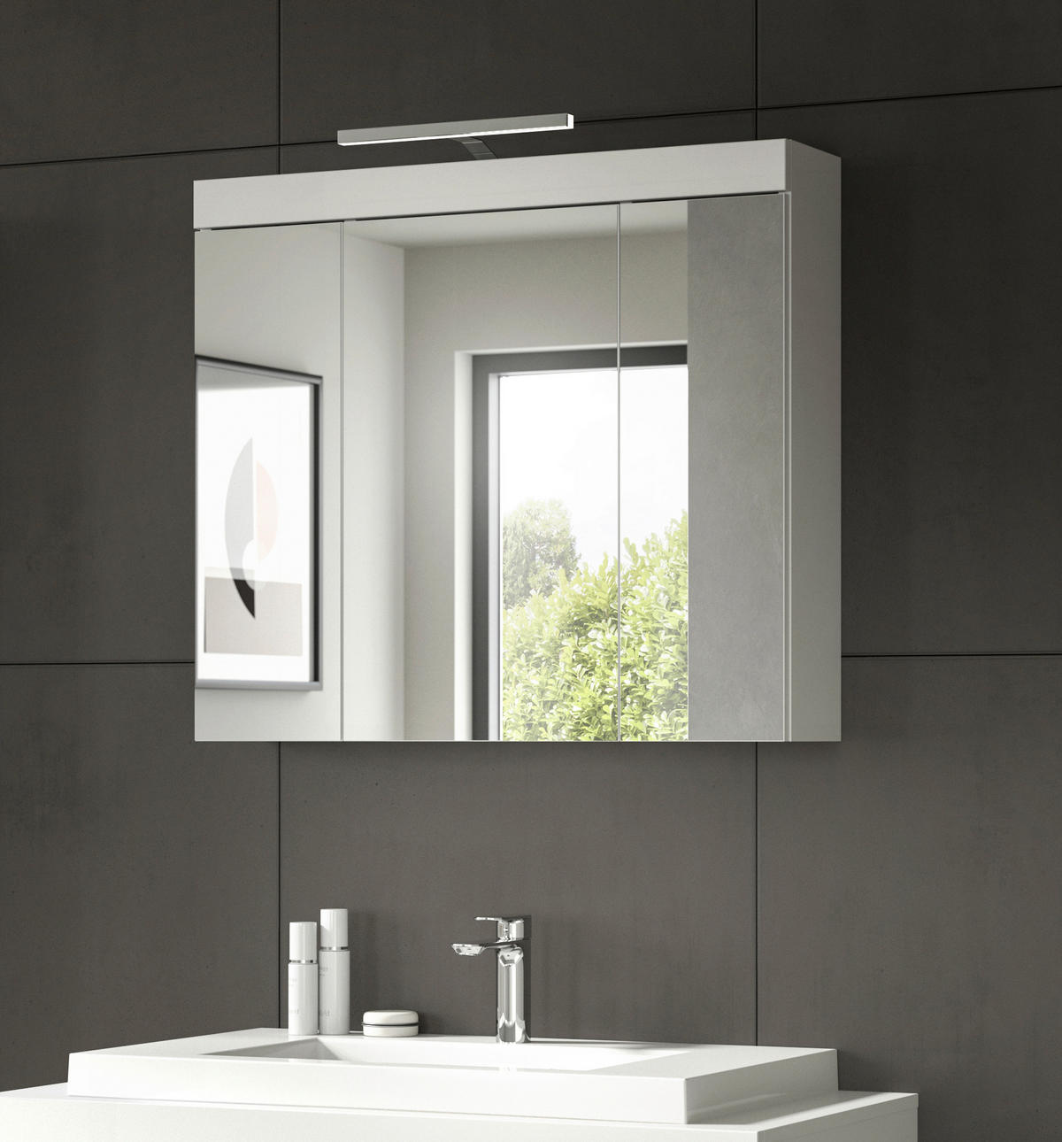 SPIEGELSCHRANK 80/70/18 cm  - Weiß, Trend, Glas/Holzwerkstoff (80/70/18cm) - MID.YOU