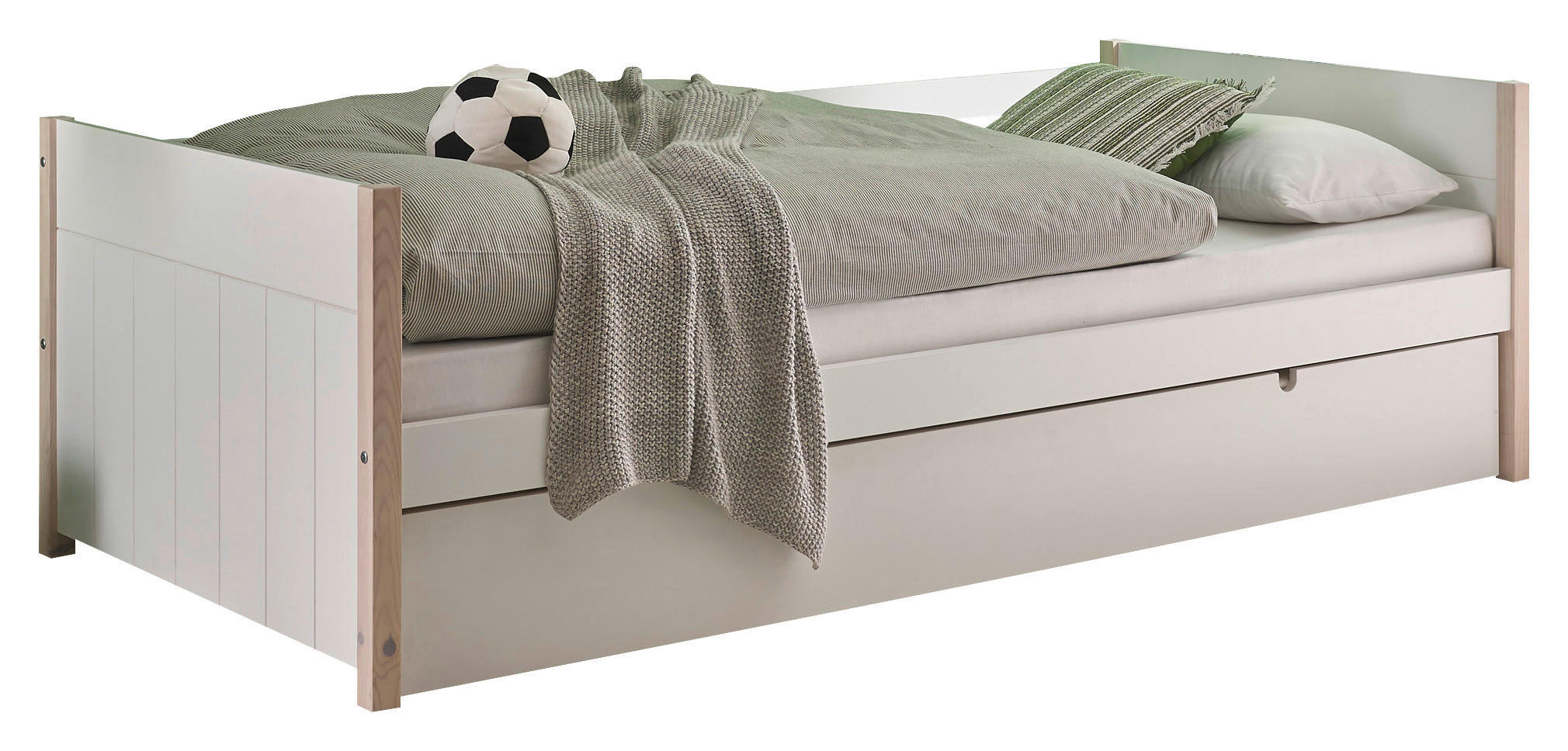 PAT EXTENSIBIL in alb, culoare lemn pin  - culoare lemn pin/alb, Konventionell, lemn/material pe bază de lemn (90-180/200cm) - Xora