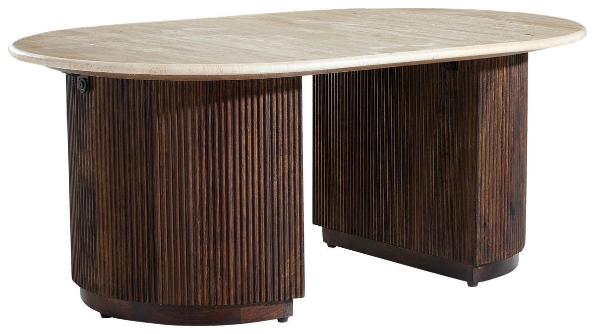 COUCHTISCH Mangoholz vollmassiv 110/70/45 cm rechteckig Dunkelbraun, Beige  - Dunkelbraun/Beige, Design, Holz/Stein (110/70/45cm) - Livetastic