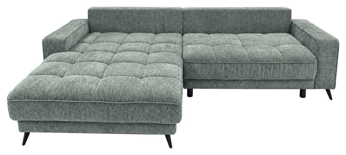 ECKSOFA Chenille Graugrün  - Schwarz/Graugrün, Design, Kunststoff/Textil (180/260cm) - Cantus