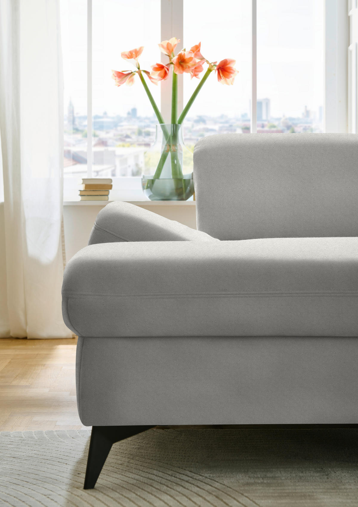 WOHNLANDSCHAFT Chenille Cappuccino  - Schwarz/Cappuccino, Design, Textil/Metall (198/364/255cm) - Beldomo Style