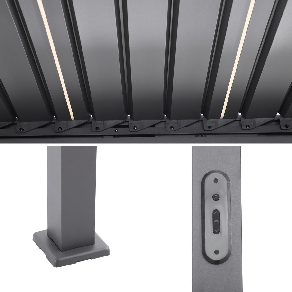 PERGOLA velikost: 393/250/300,2 cm - antracitová, Basics, kov (393/250/300,2cm) - Gardenson