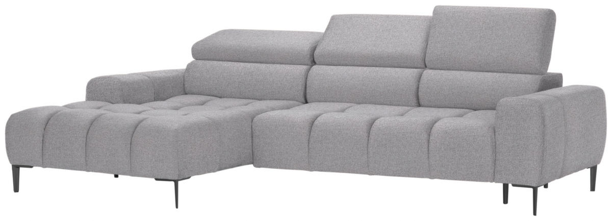 ECKSOFA in Webstoff Hellgrau  - Hellgrau/Schwarz, Design, Textil/Metall (177/270cm) - Welnova