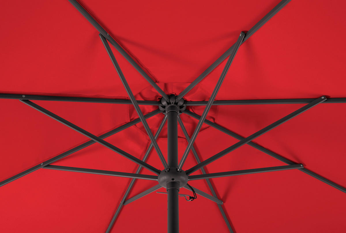 SONNENSCHIRM 270 cm Rot  - Anthrazit/Rot, Basics, Textil/Metall (270/260/270cm) - Schneider