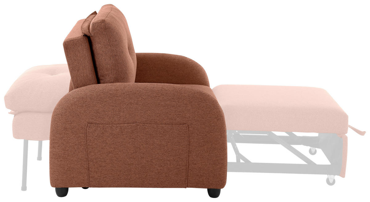 SCHLAFSESSEL Leinenoptik Rostfarben    - Rostfarben/Schwarz, Design, Kunststoff/Textil (102/94/95cm) - Livetastic