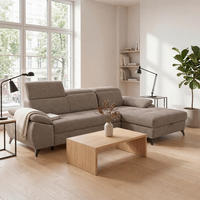 ECKSOFA TAOS Braun Struktur Bettkasten, Schlaffunktion, Rücken echt, Kopfteilverstellung  - Schwarz/Braun, Basics, Holz/Textil (281/166cm) - MID.YOU