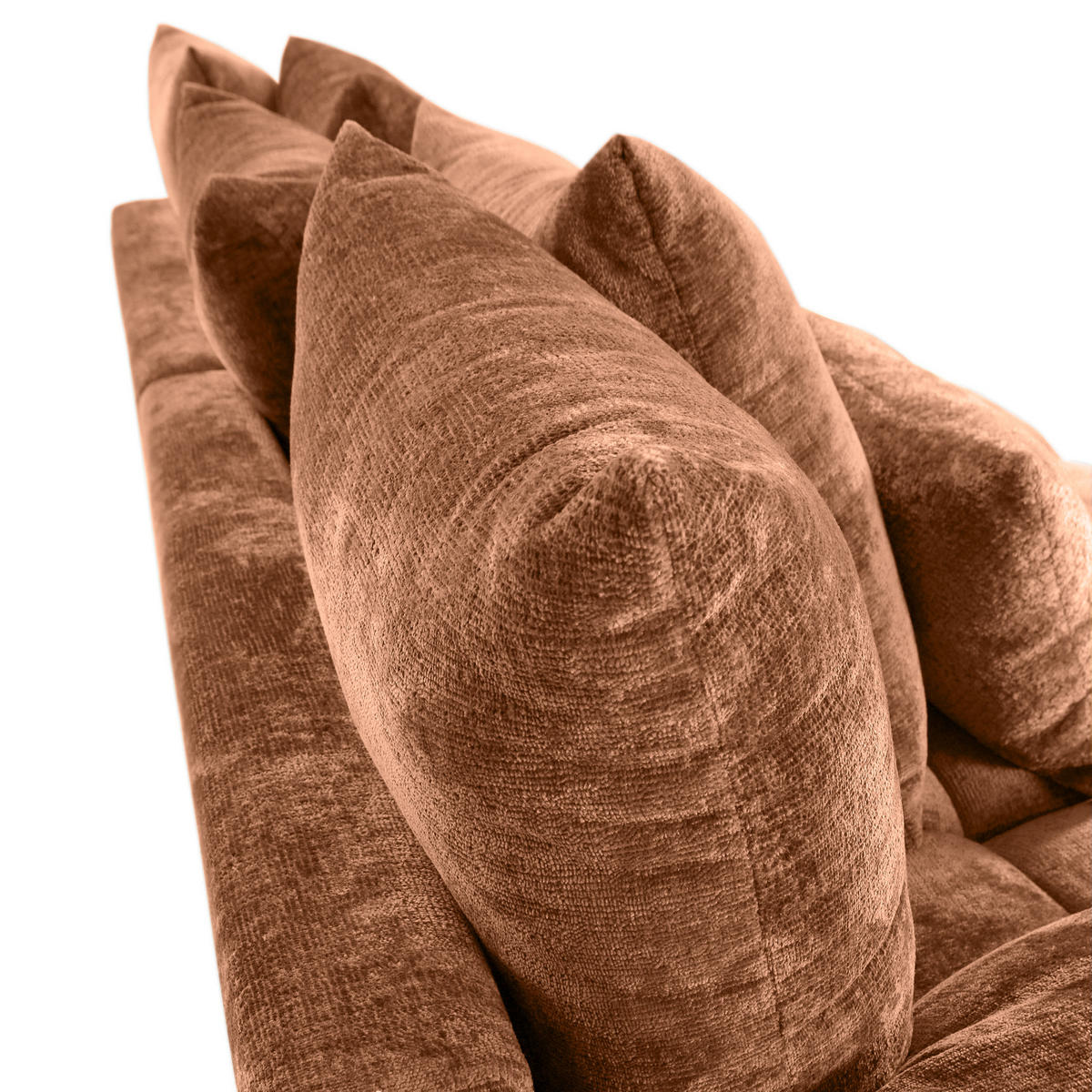 BIGSOFA in Chenille Rostfarben  - Rostfarben/Schwarz, Design, Kunststoff/Textil (265/67/130cm) - home24