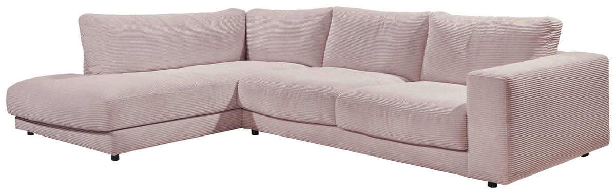 ECKSOFA in Cord Rosa  - Schwarz/Rosa, Design, Kunststoff/Textil (224/325cm) - Hom`in