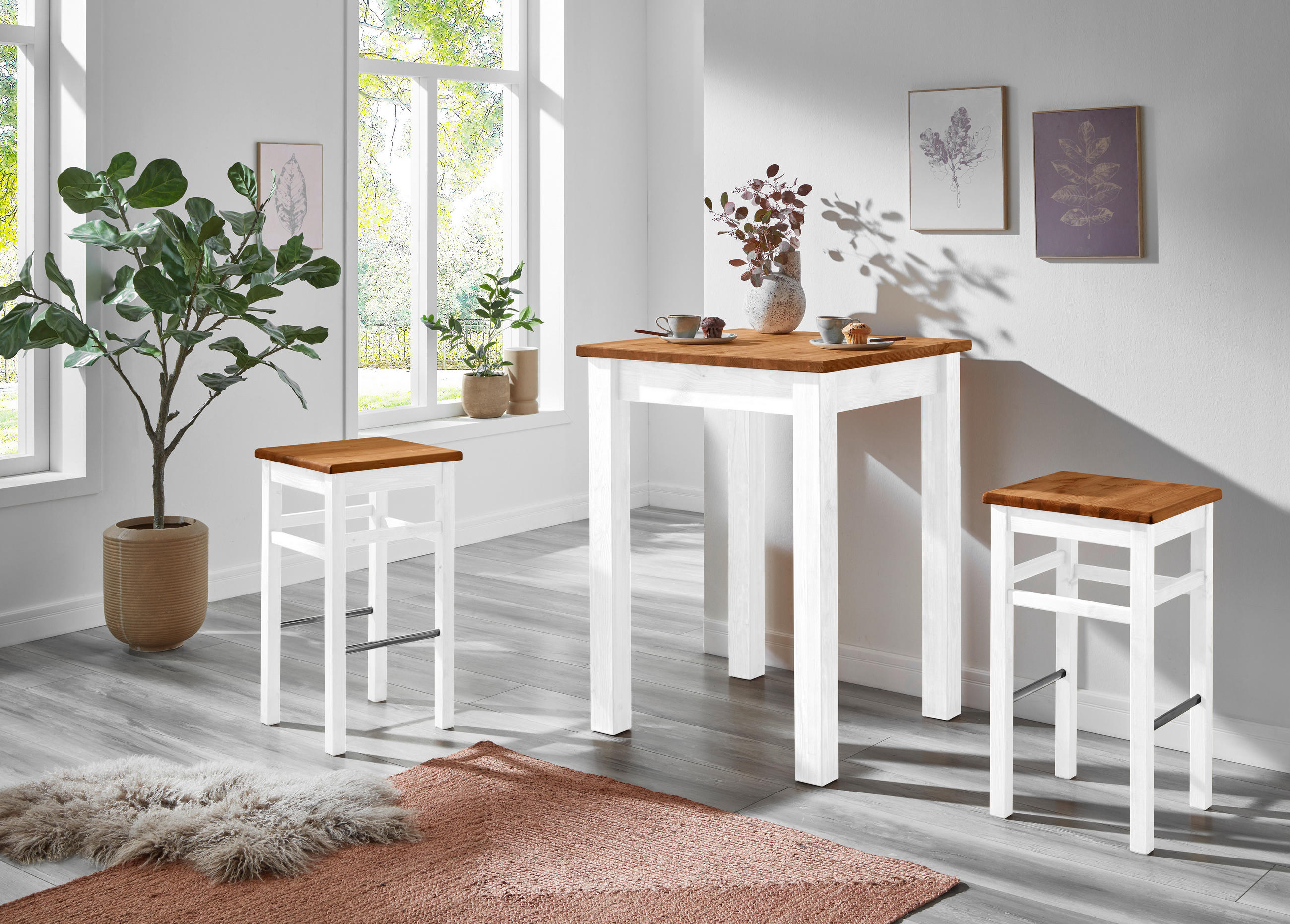 BARTISCH  - Bernsteinfarben/Weiß, ROMANTIK / LANDHAUS, Holz (78/78/103cm) - Boxxx